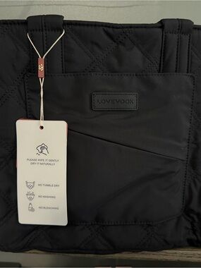LOVEVOOK Black Quilted Tote Bag